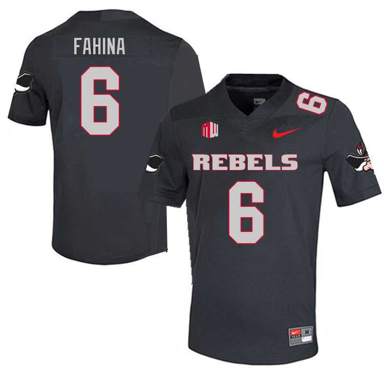 Men #6 Naki Fahina UNLV Rebels College Football Jerseys Sale-Charcoal
